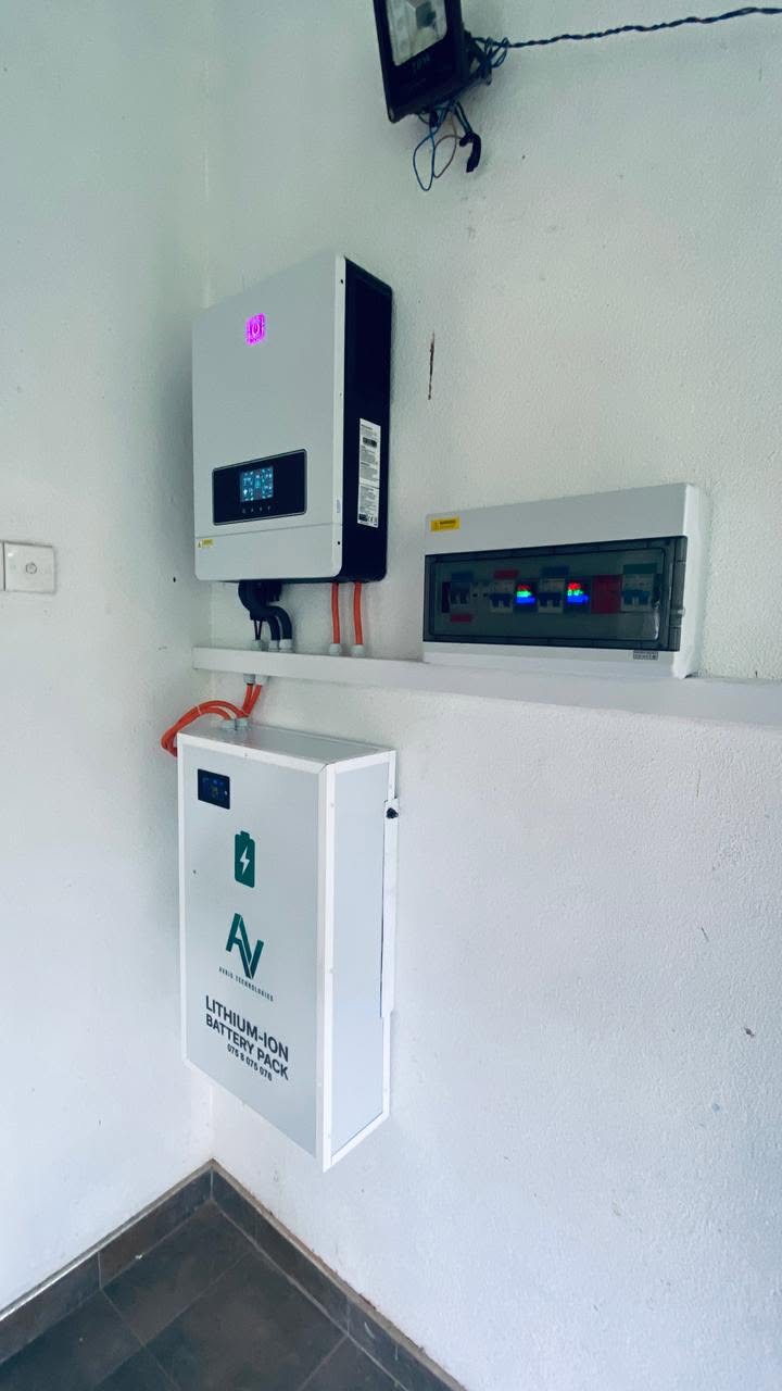 Highlighted Avrio wall-mounted backup power project with inverter and lithium battery pack